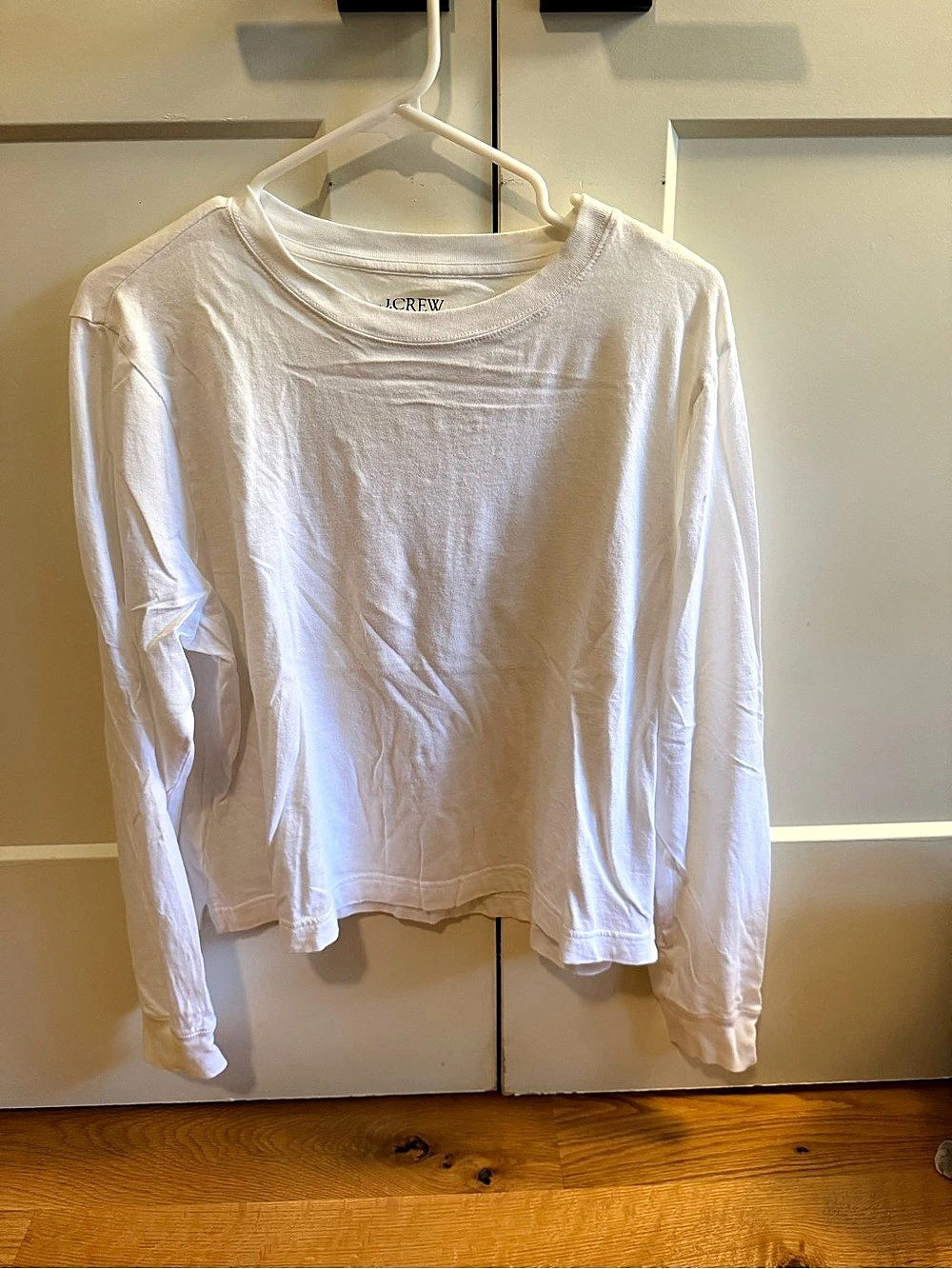 J.Crew Vintage Jersey Cropped Long-Sleeve T-Shirt White Large